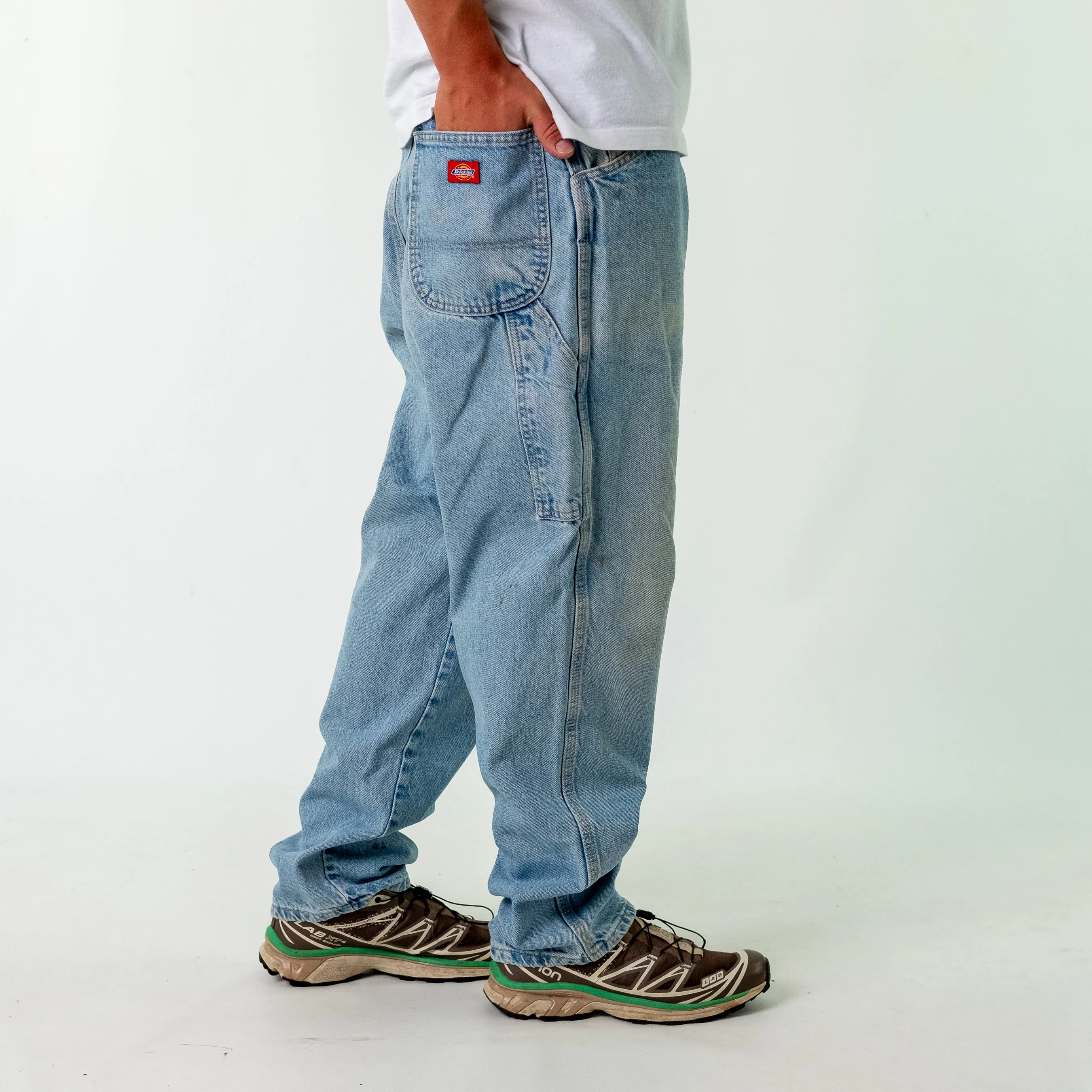 Light Blue y2ks Dickies Denim Carpenter Jeans Baggy Pants (36x32)