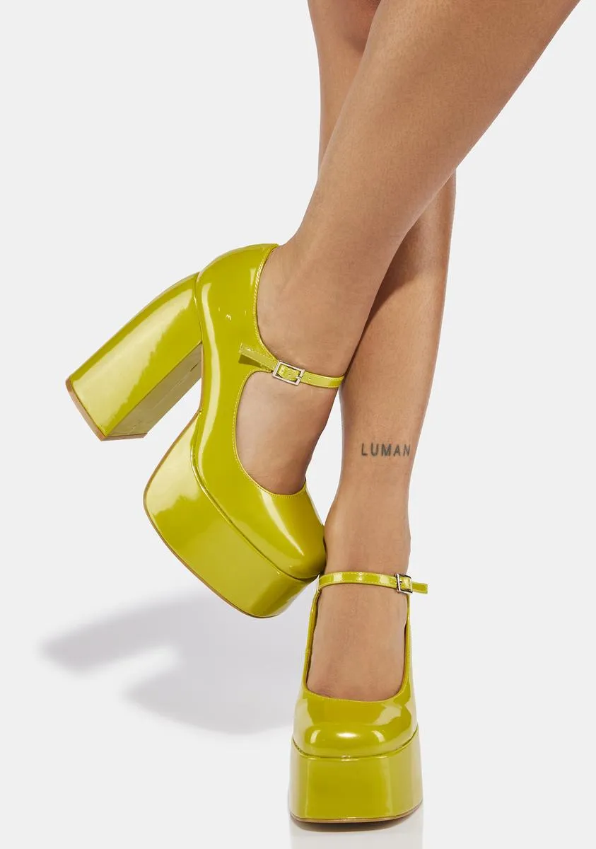 Lime Sweet Attitude Platform Heels-