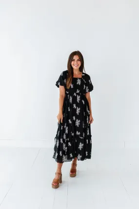 Lola Embroidered Dress in Black