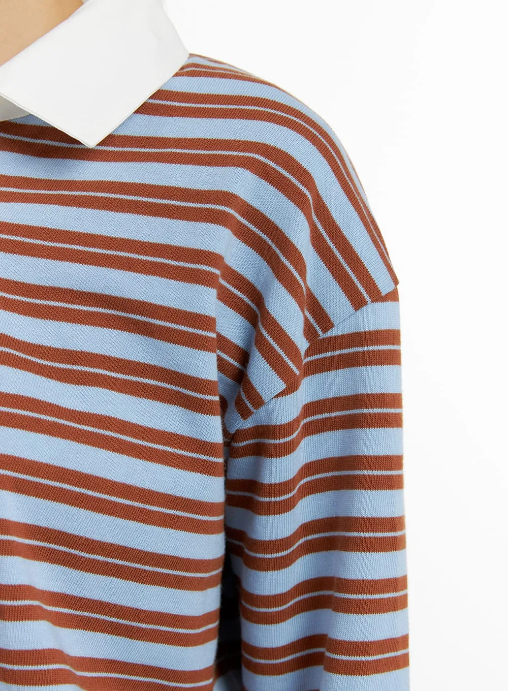 Striped Collar Long Sleeve Tee