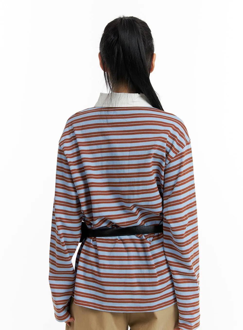 Striped Collar Long Sleeve Tee