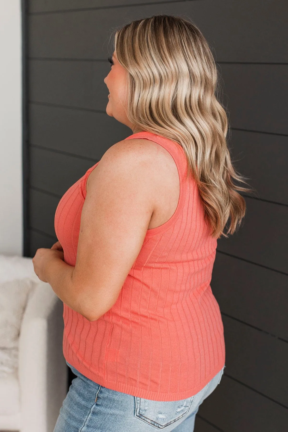 Love Of Mine Knit Tank Top Coral