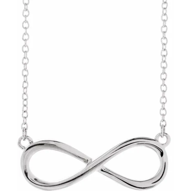 14K White Necklace with Infinity-Inspired 18 Design - 85947Y