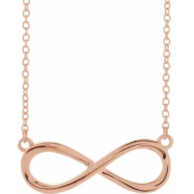 14K White Necklace with Infinity-Inspired 18 Design - 85947Y