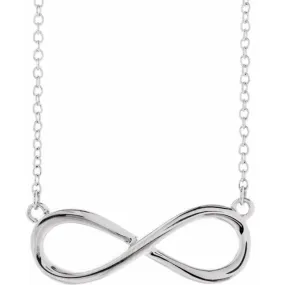 14K White Necklace with Infinity-Inspired 18 Design - 85947Y