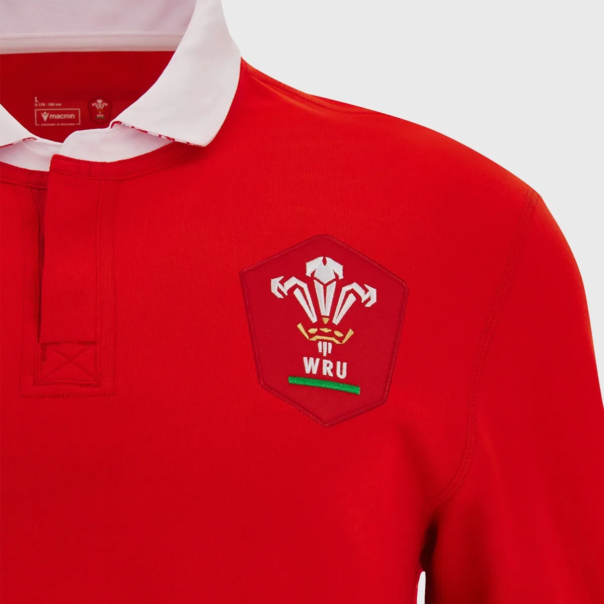 Macron Wales Men's Home Cotton Long Sleeve Rugby Shirt 2023/24