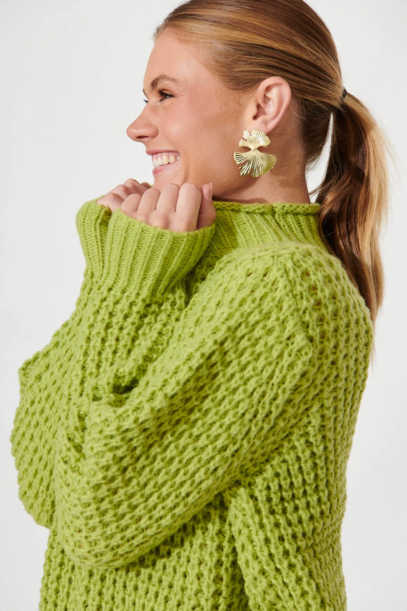 Madeleine Knit In Green Wool Blend