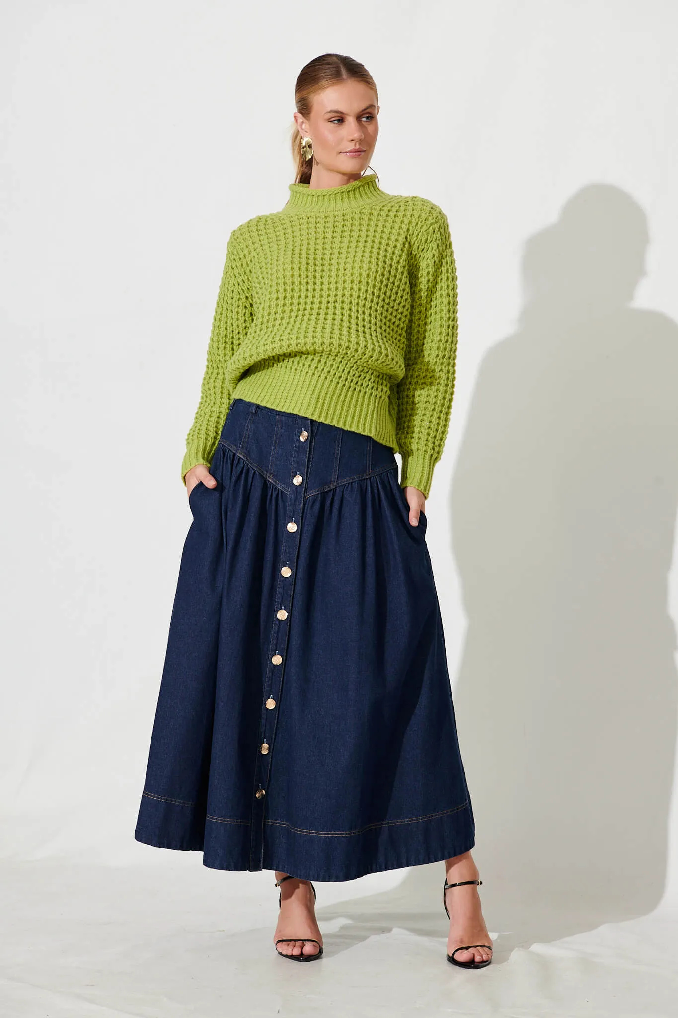 Madeleine Knit In Green Wool Blend