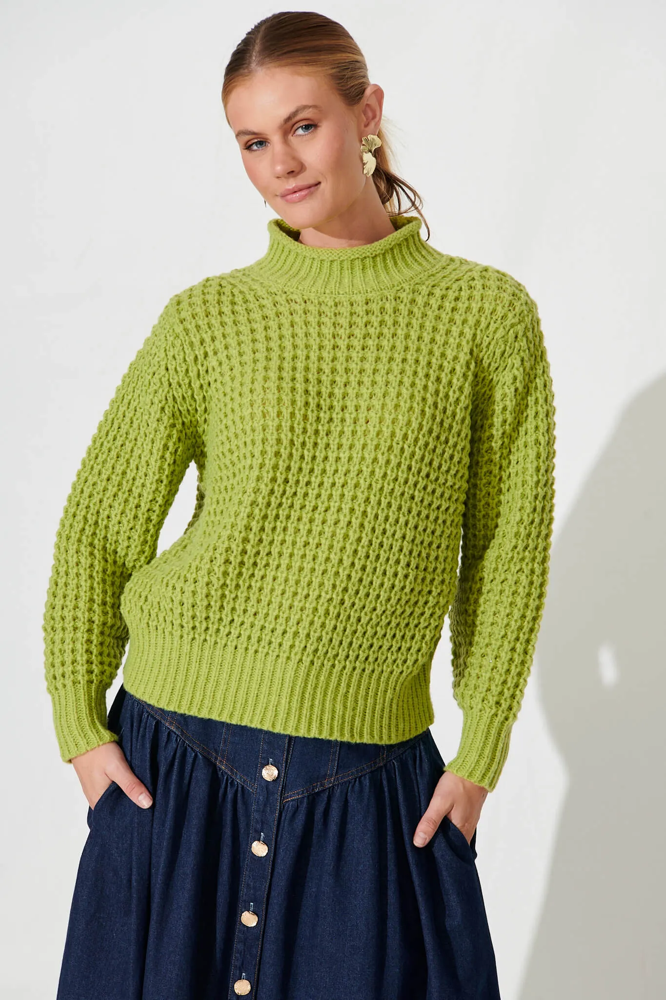 Madeleine Knit In Green Wool Blend