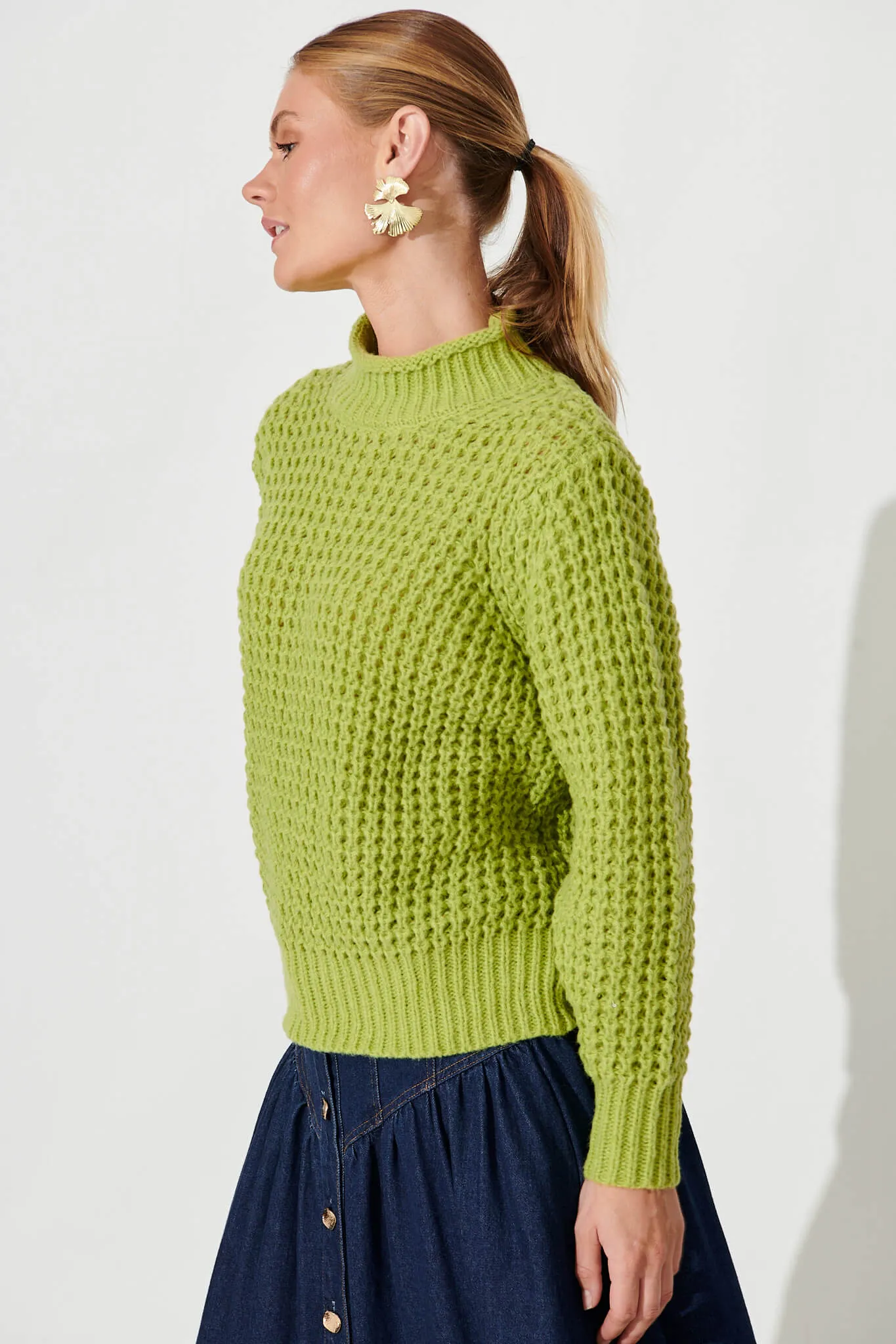 Madeleine Knit In Green Wool Blend