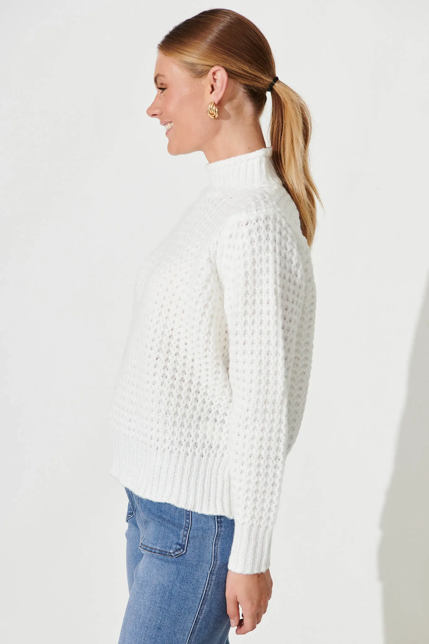 Madeleine Knit In White Wool Blend