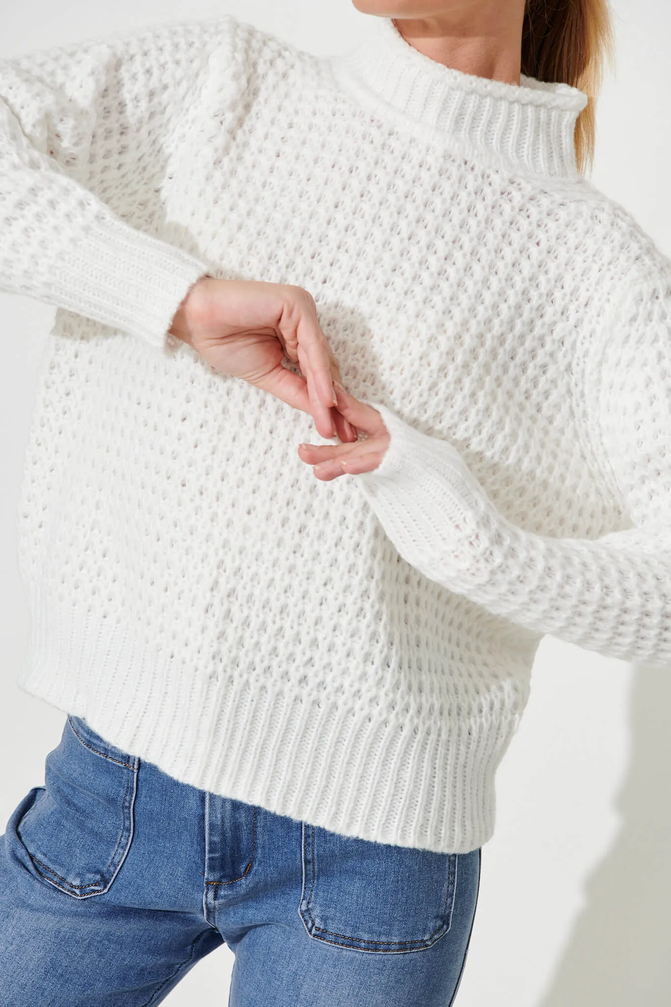 Madeleine Knit In White Wool Blend