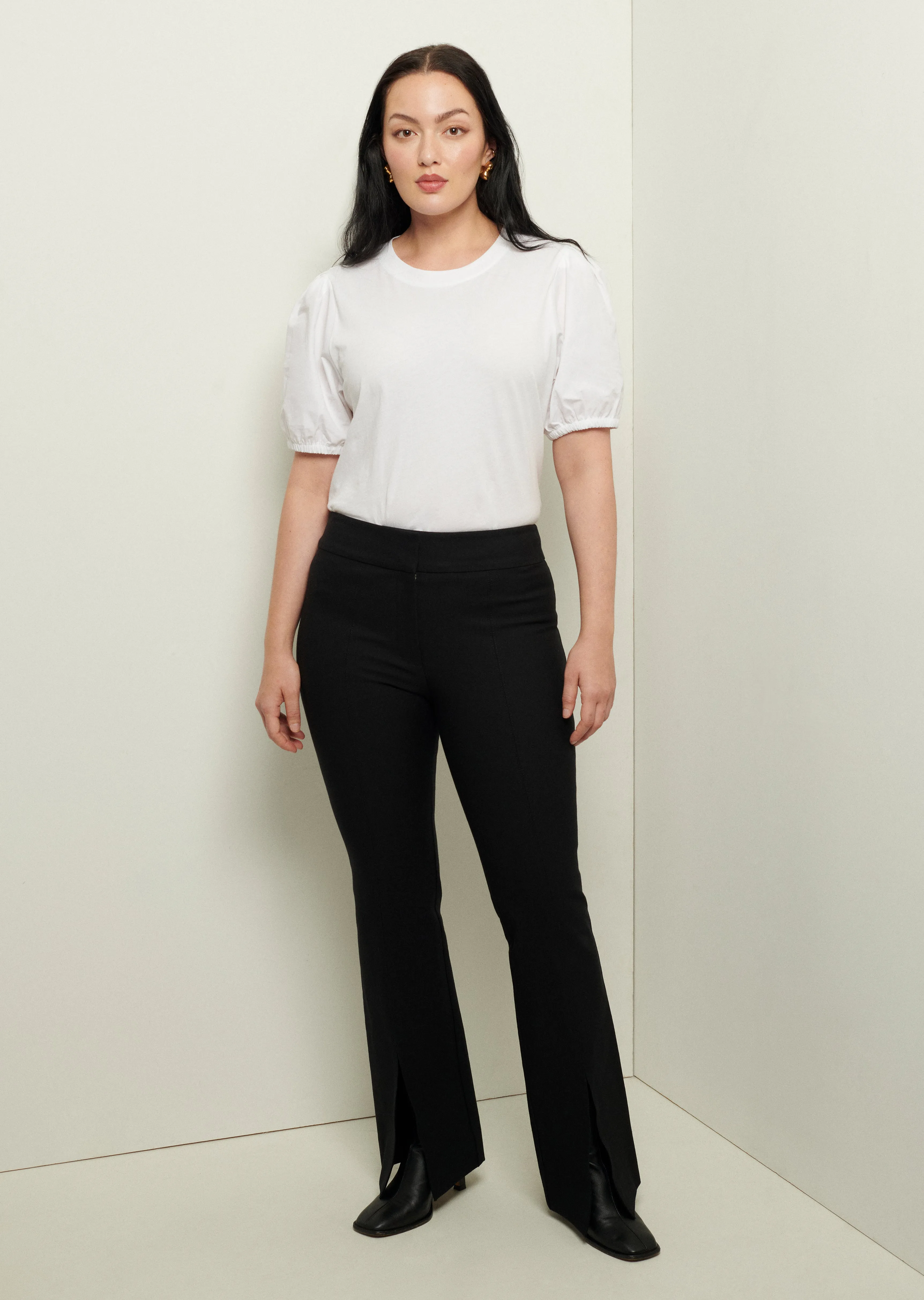 Maeve Front Slit Trousers - Black