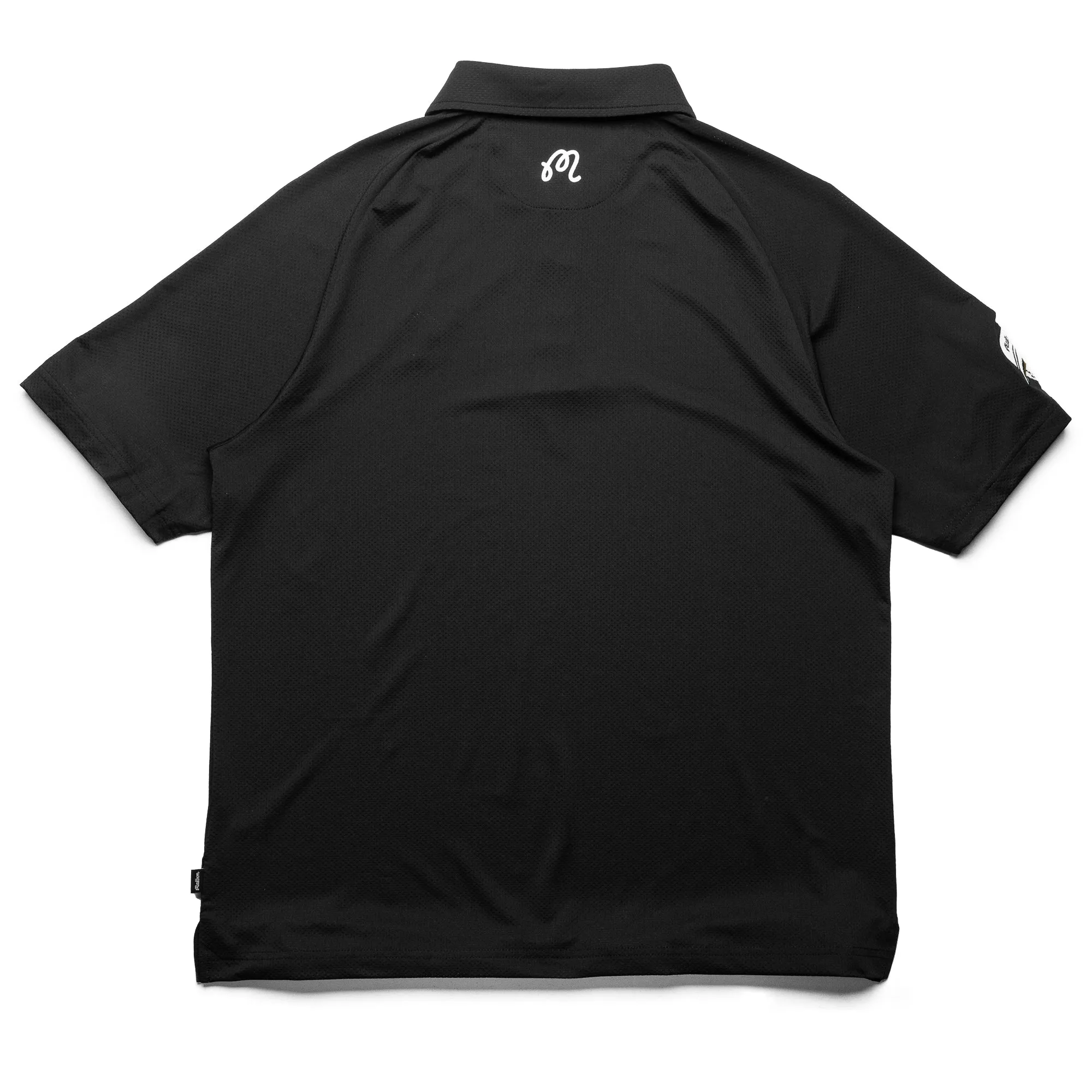 Malbon Golf x Politics Raglan Sleeve Mesh Polo - Black