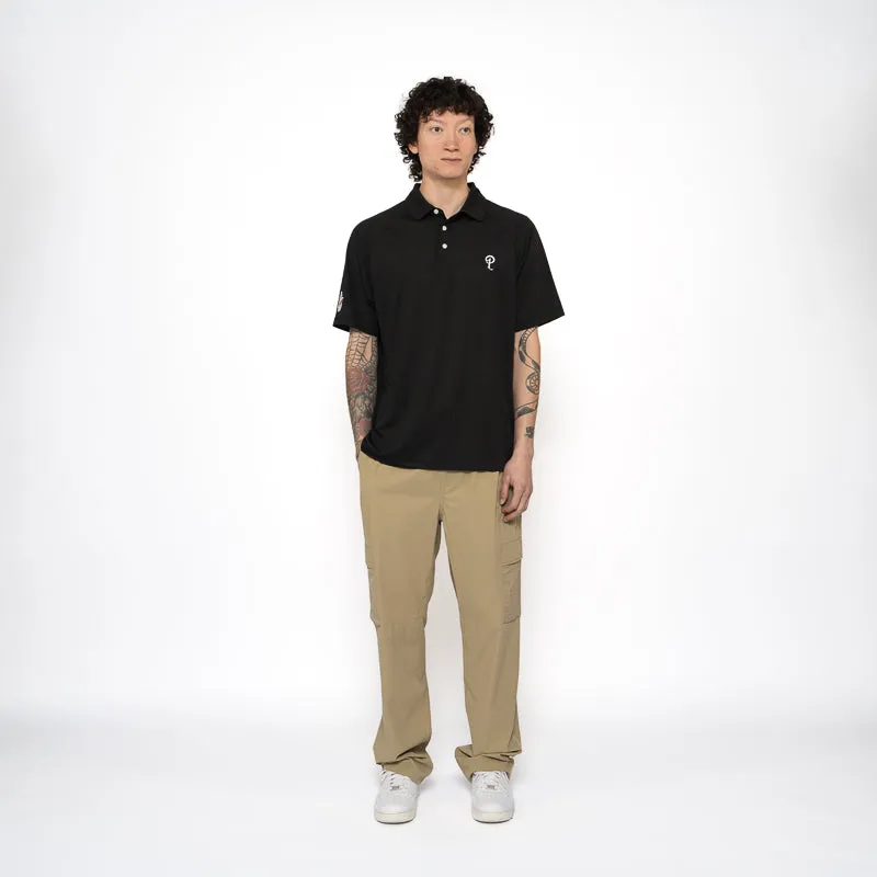 Malbon Golf x Politics Raglan Sleeve Mesh Polo - Black