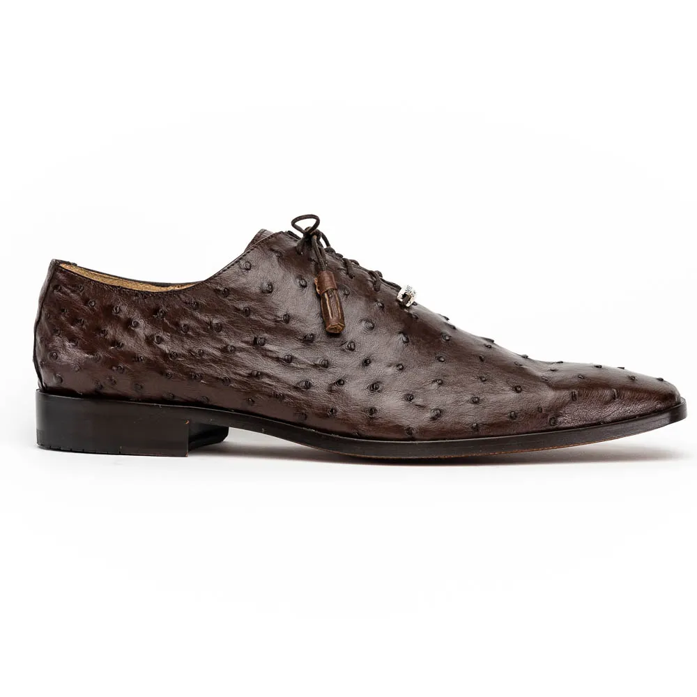 Brown Ostrich Quill Dress Oxfords by Marco Di Milano