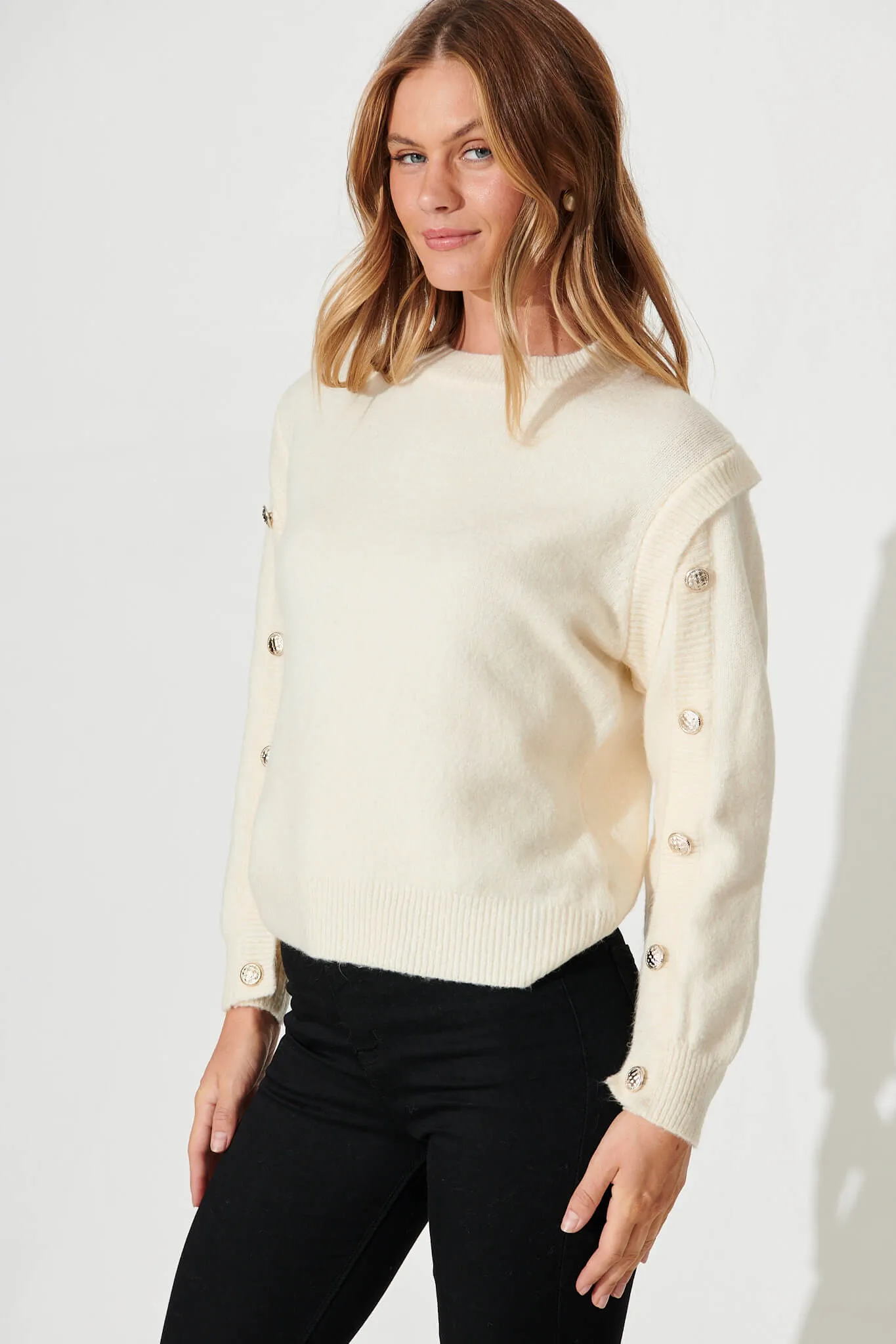 Mars Knit In Cream Wool Blend