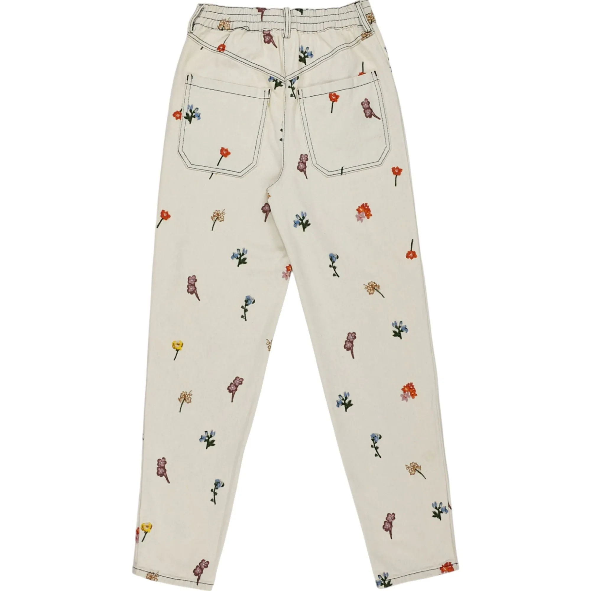 Meadows Cream Floral Embroidered Jeans