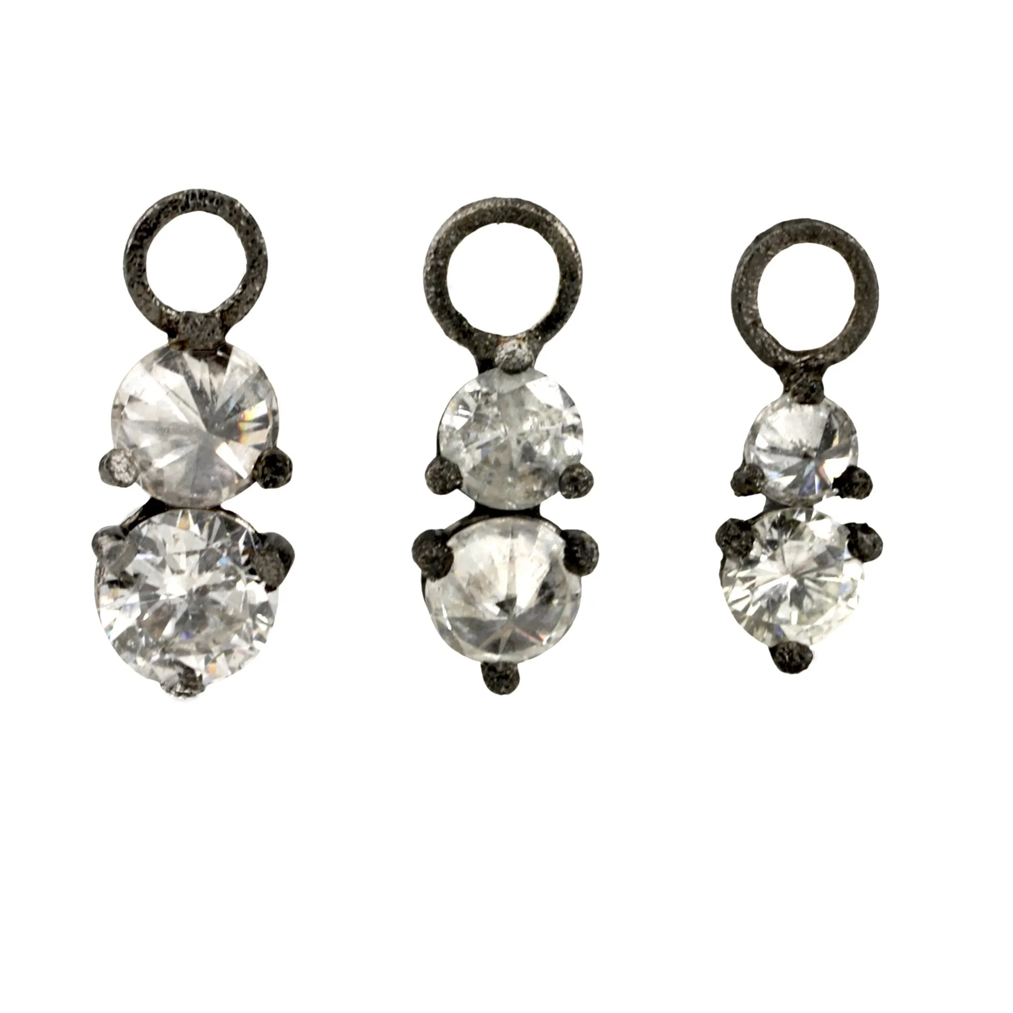 Medium Blackened Gold Prong-Set Diamond Hoop Charms