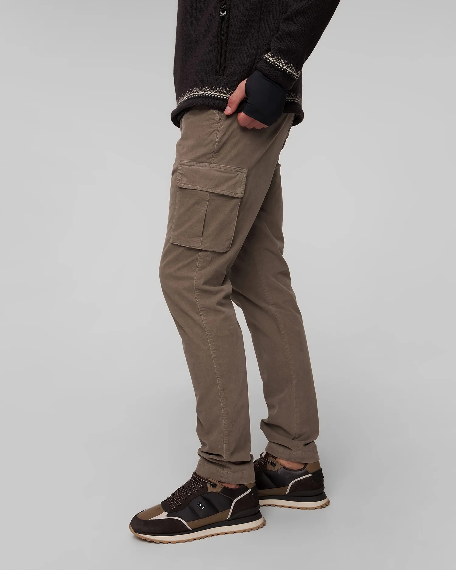 Men's brown cargo trousers Alberto John  - Baby Corduroy 42871828-130