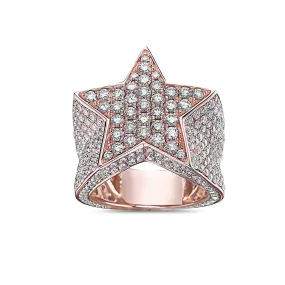 14K Rose Gold Star Ring with 6.65 CT Diamonds