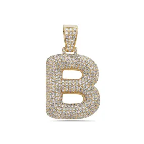 Men's 14K Yellow Gold Letter 'B' Pendant with 7.82 Carat Diamonds