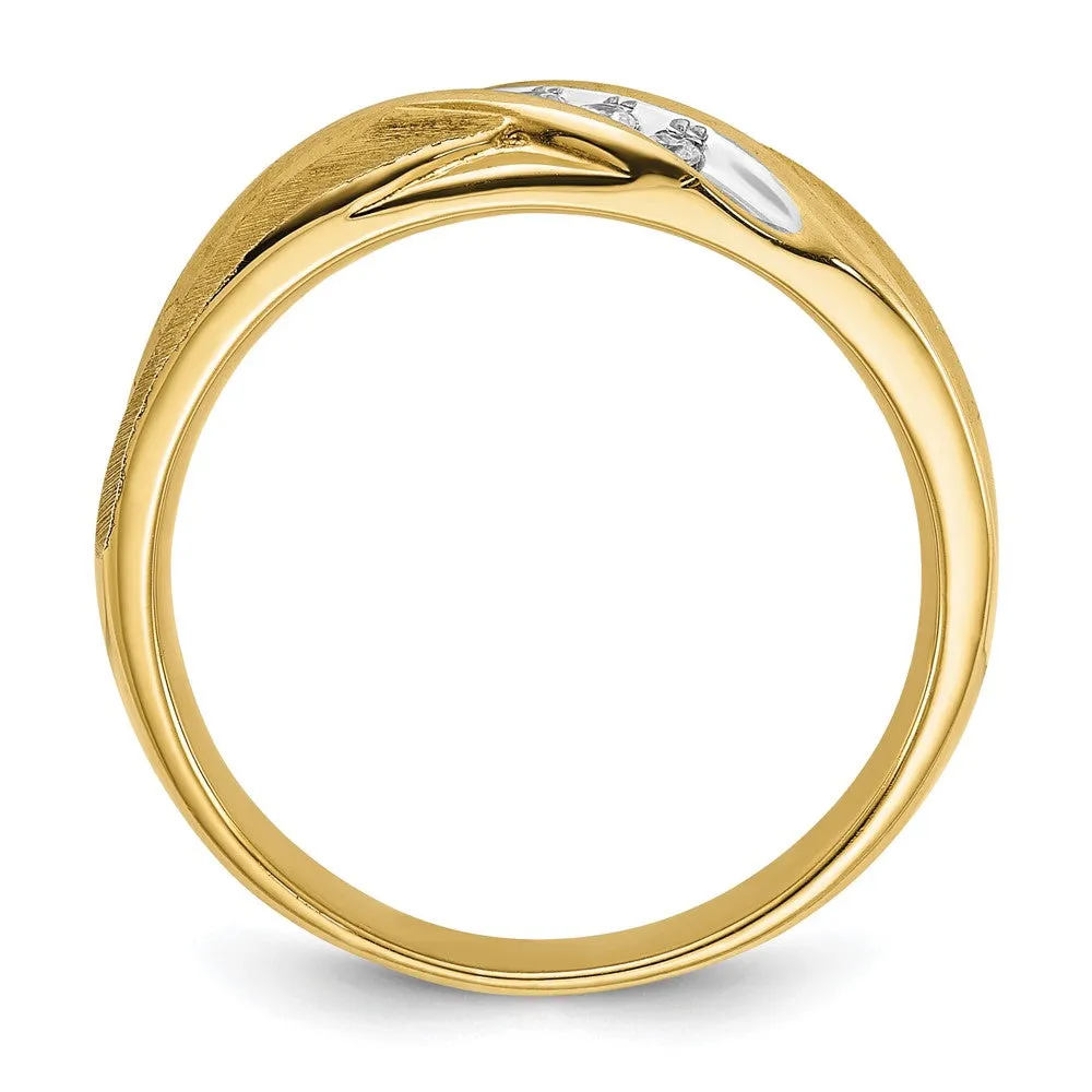 Men's 6.5mm 14K Yellow Gold & Rhodium Lab Created Diamond Tapered Band