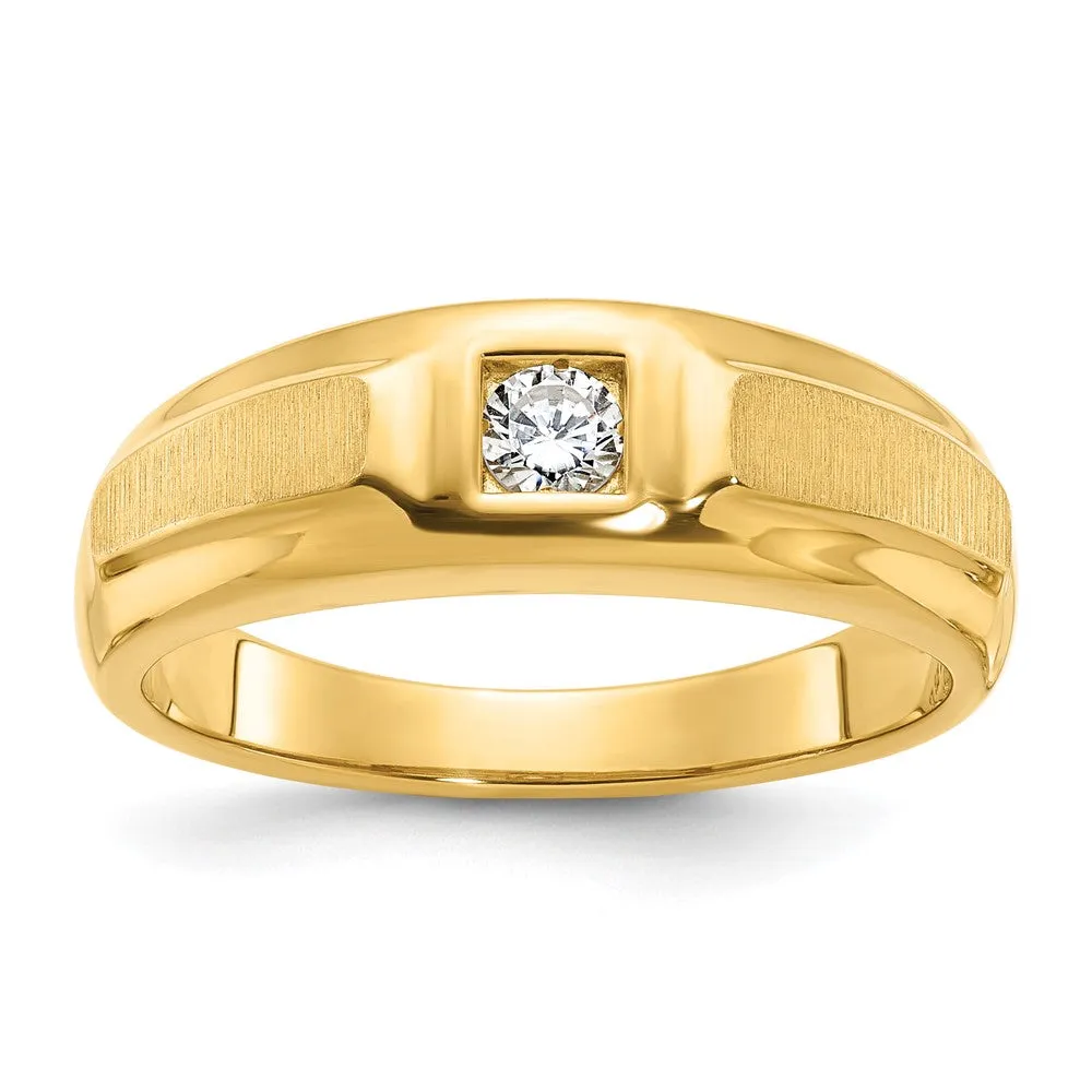 Men's 7mm 14K Yellow Gold 1/6 Ct Diamond Tapered Band