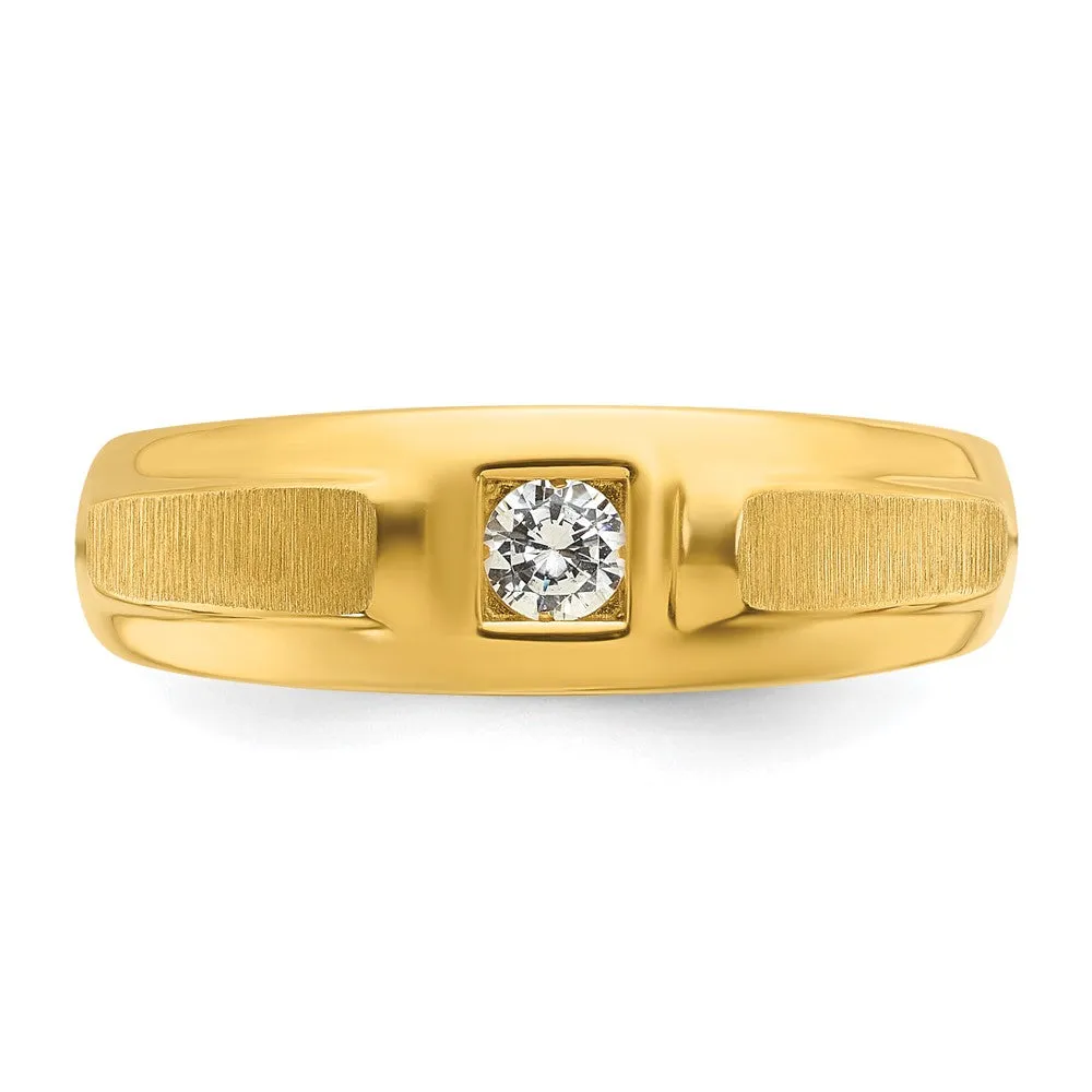 Men's 7mm 14K Yellow Gold 1/6 Ct Diamond Tapered Band