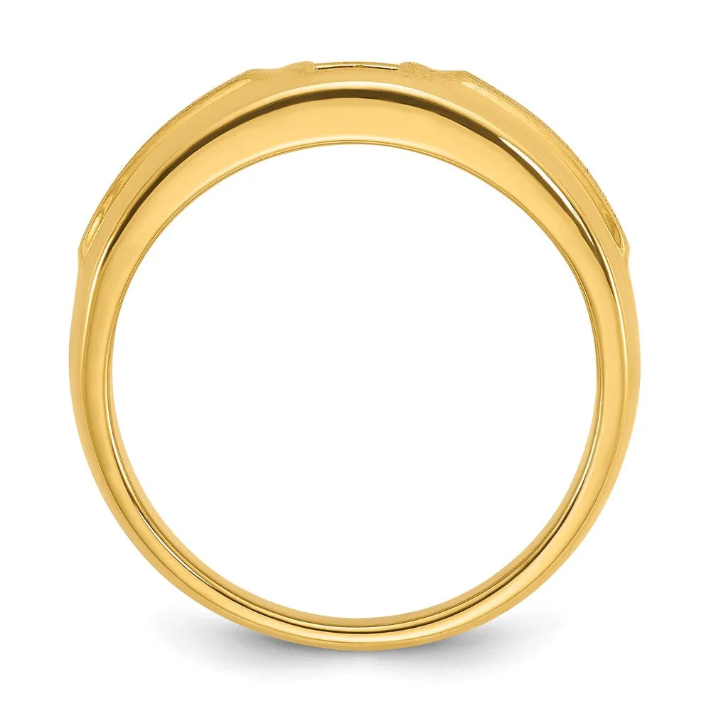 Men's 7mm 14K Yellow Gold 1/6 Ct Diamond Tapered Band