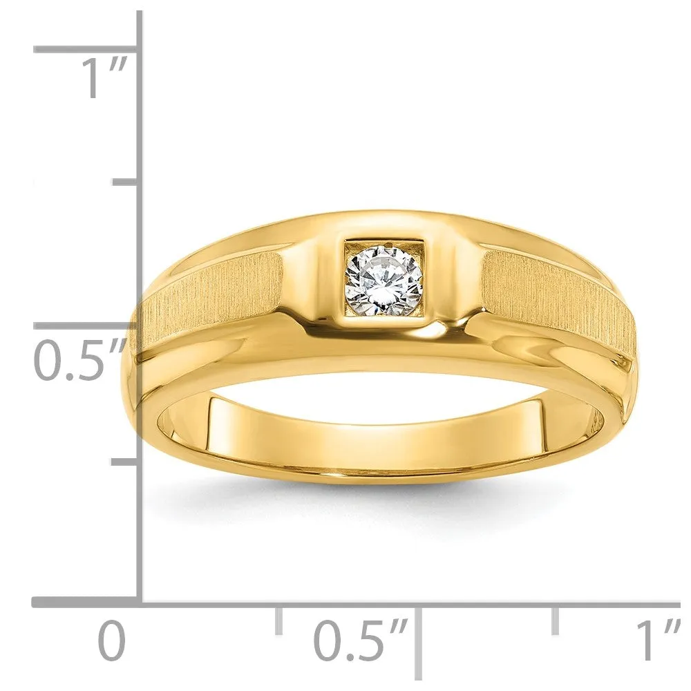 Men's 7mm 14K Yellow Gold 1/6 Ct Diamond Tapered Band