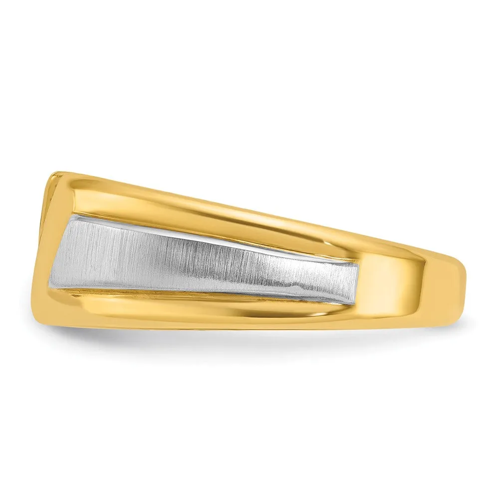 Men's 9.3mm 10K Two Tone Gold 3-Stone 1/4 Ctw Diamond Tapered Band