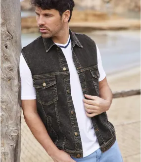 Men's Black Denim Gilet 