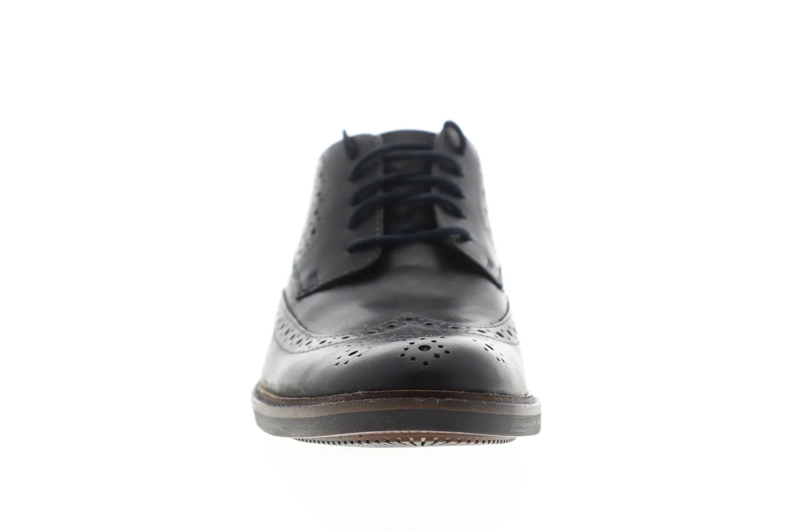 Mens Black Leather Lace Up Plain Toe Oxfords Steve Madden Lawton