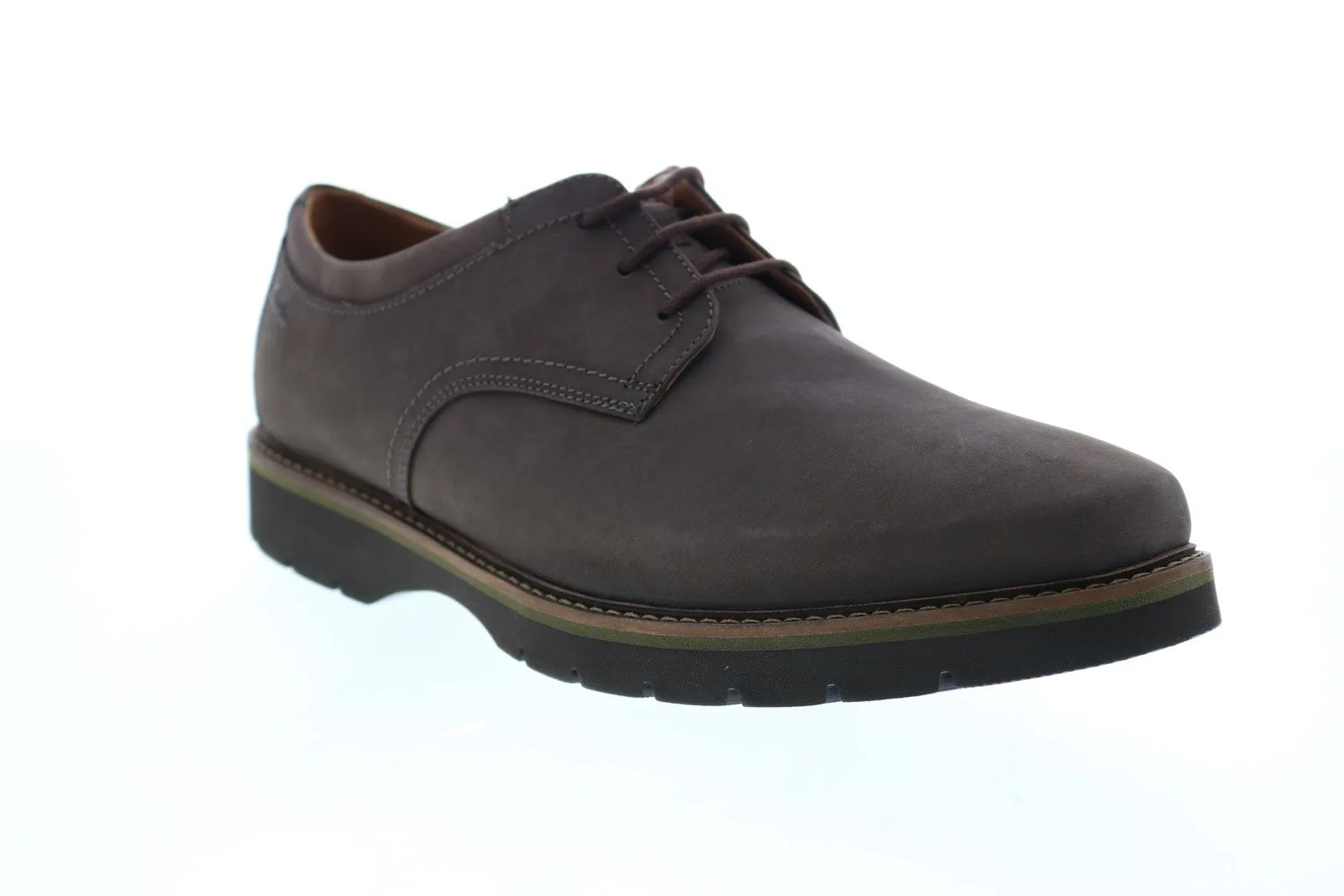 Men's Brown Nubuck Plain Toe Oxfords by Clarks