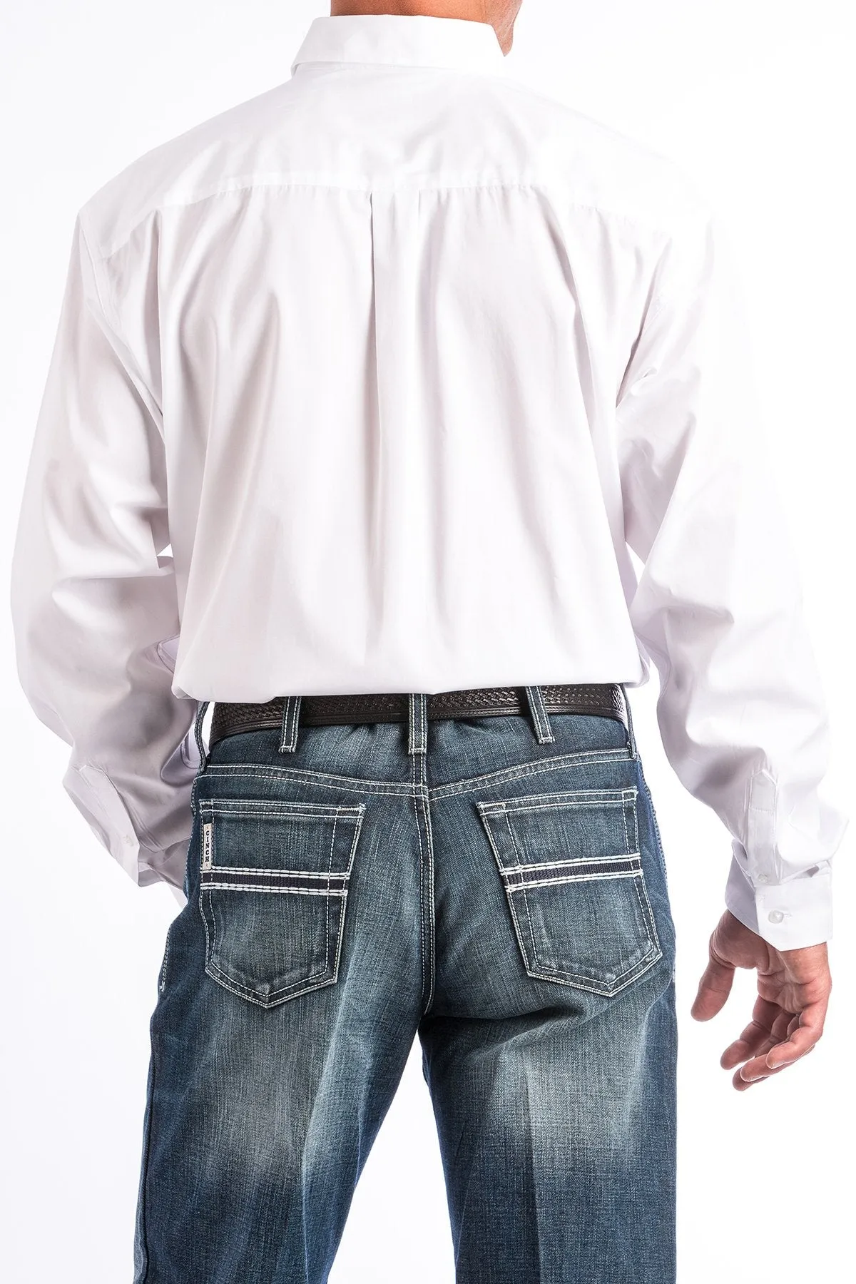 Men's Cinch Solid White Button Top