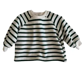 Men's Cotton Sweatshirt with Bottle Green Stripes