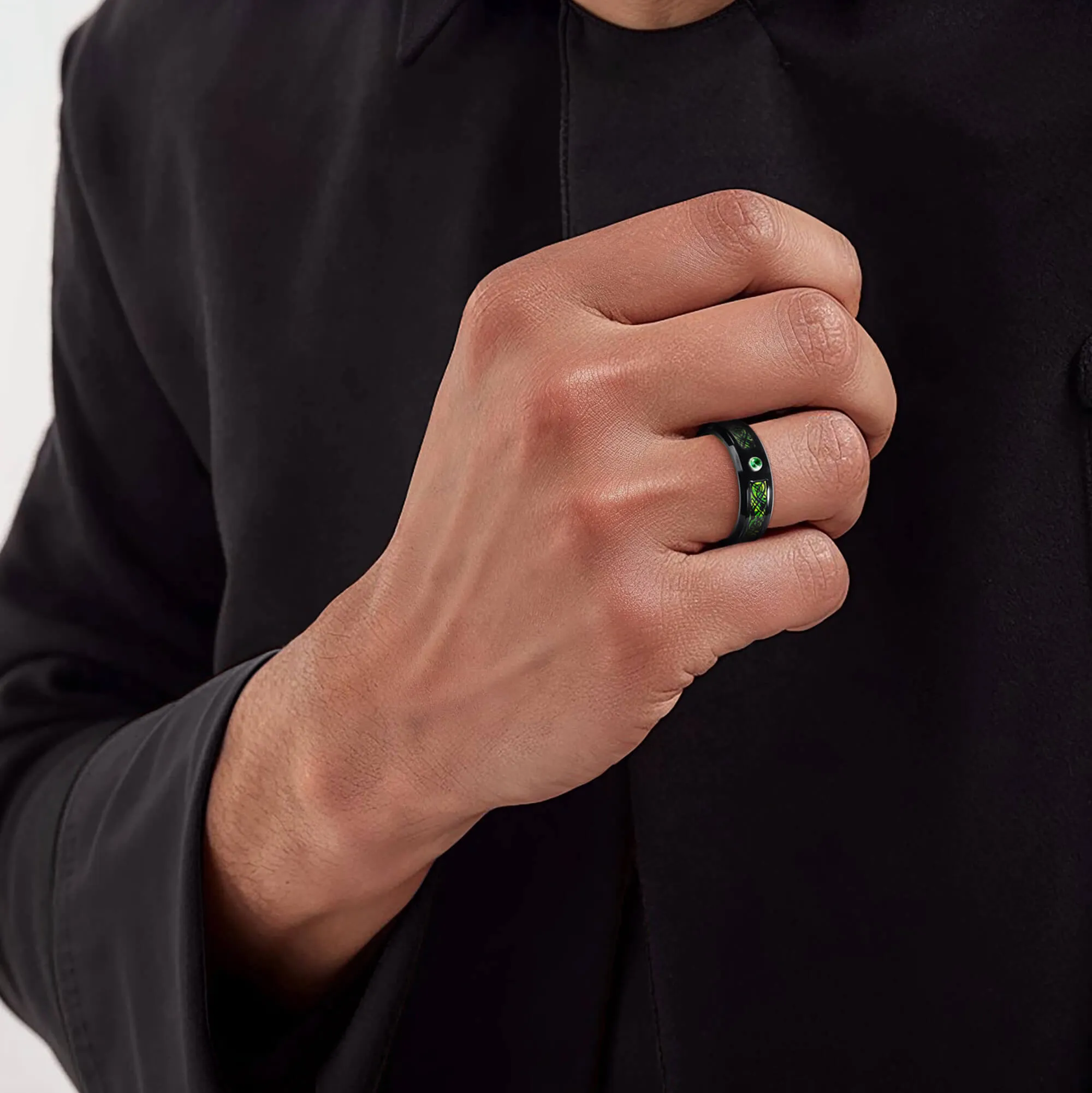 Bold Green Band Men's Ring