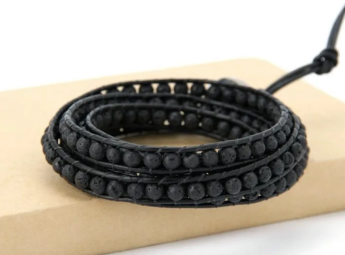 Men's Lava Stone Wrap Bracelet