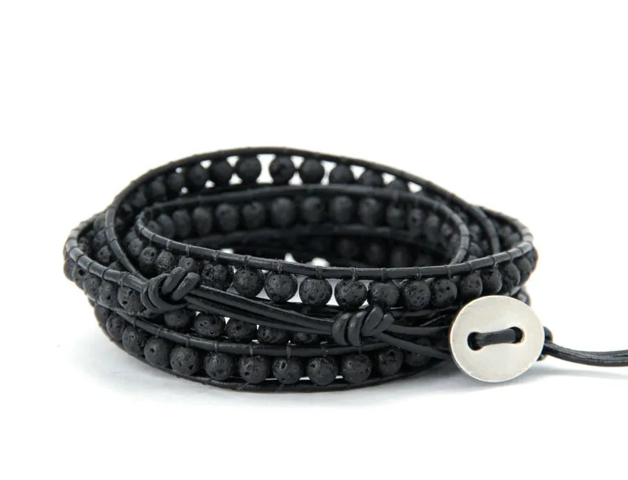 Men's Lava Stone Wrap Bracelet