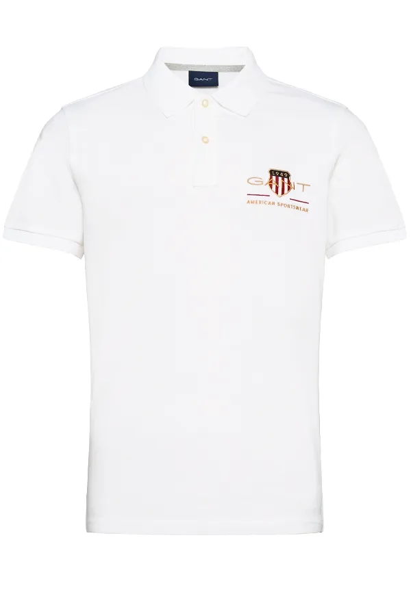 GANT Gold Shield Piqué Polo - White