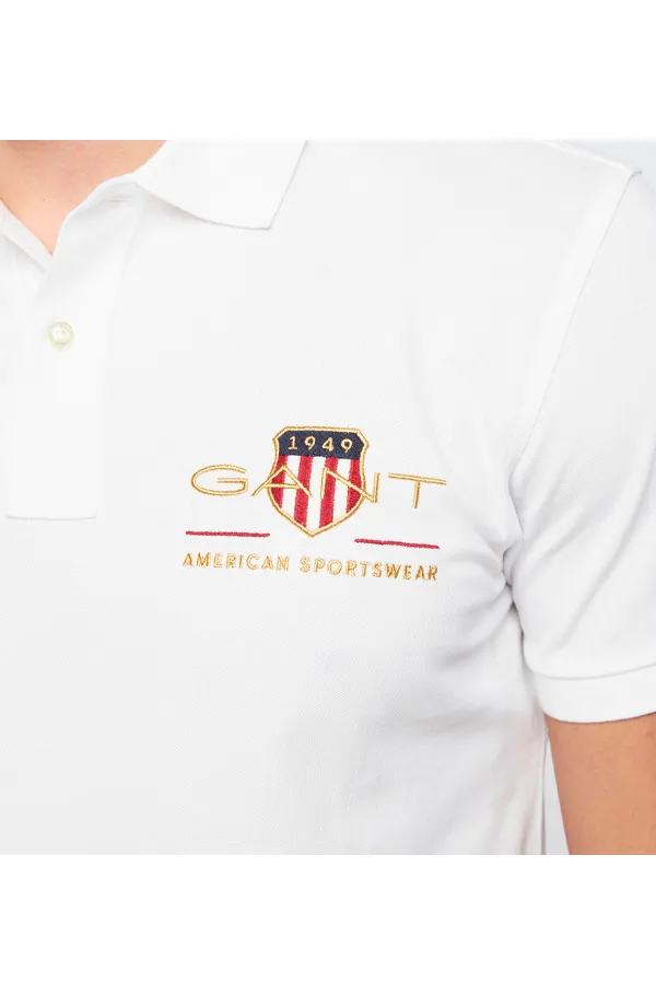 GANT Gold Shield Piqué Polo - White