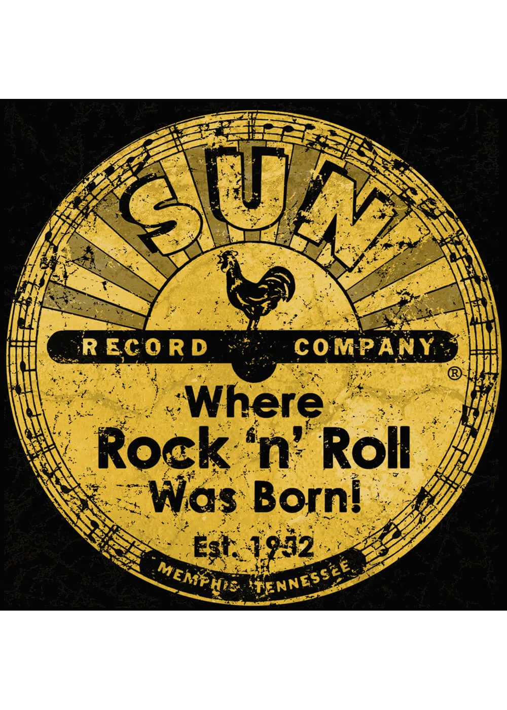 Men's Black Sun Records Logo T-Shirt by Steady Clothing