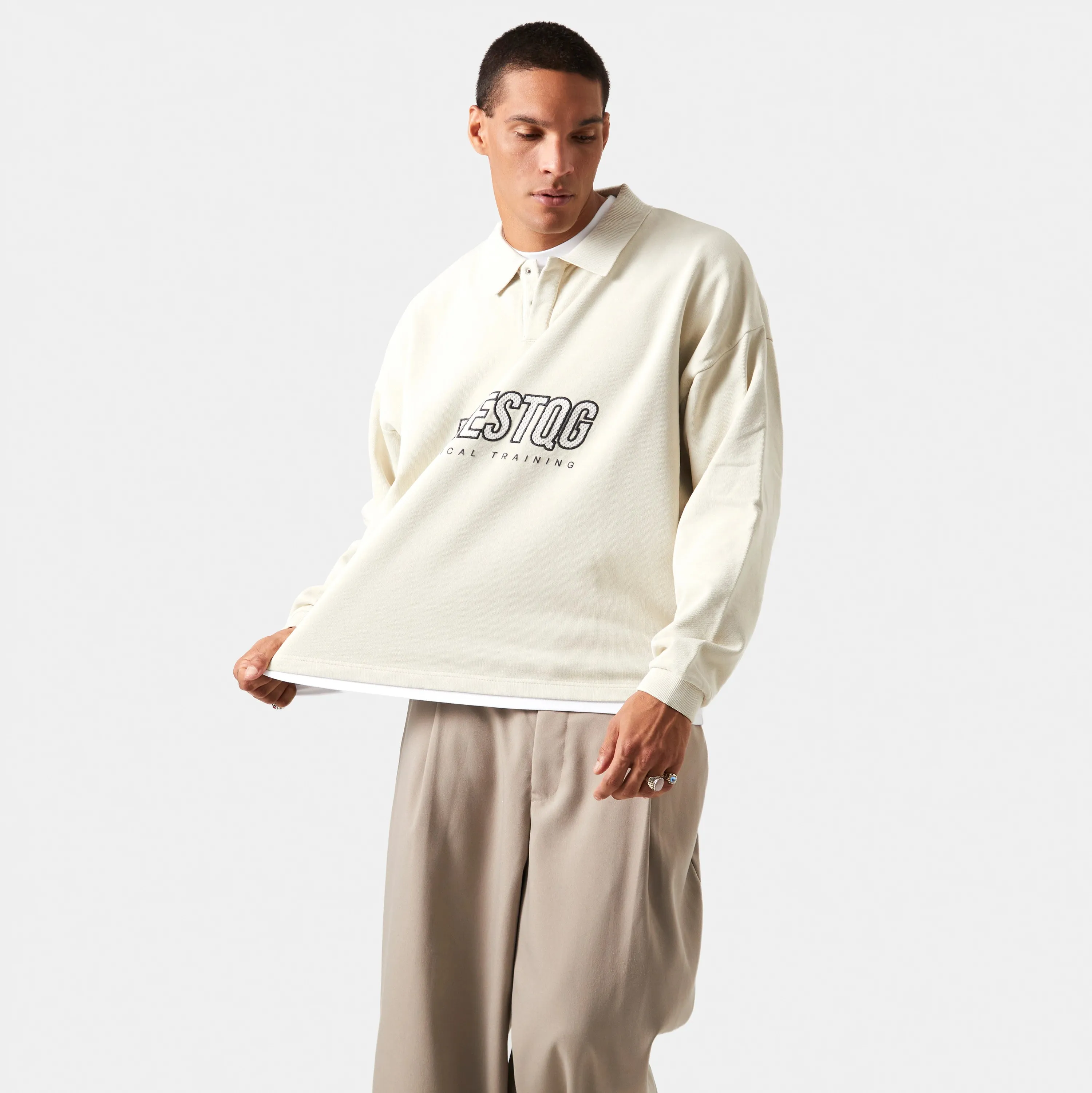 Mesh Off Sand Polo Hoodie