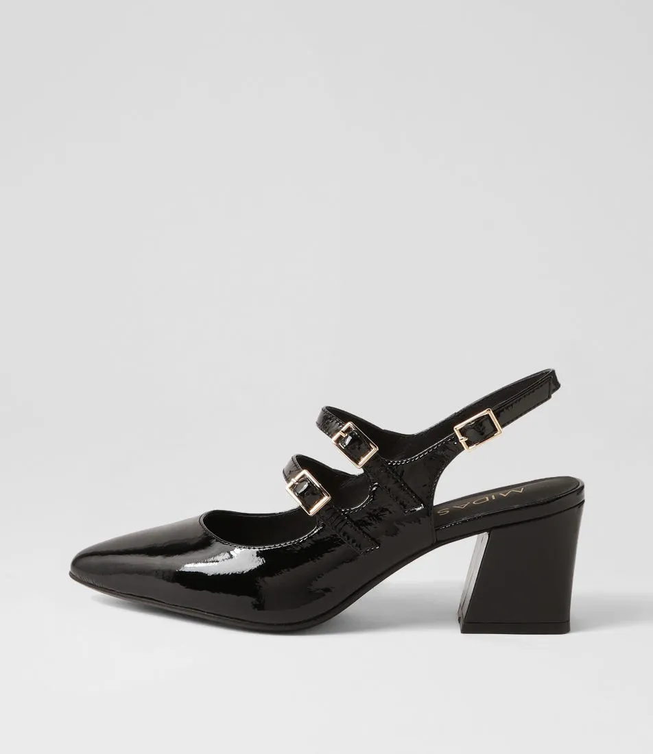 MIDAS Merina Black Patent Leather Mary Jane Heels