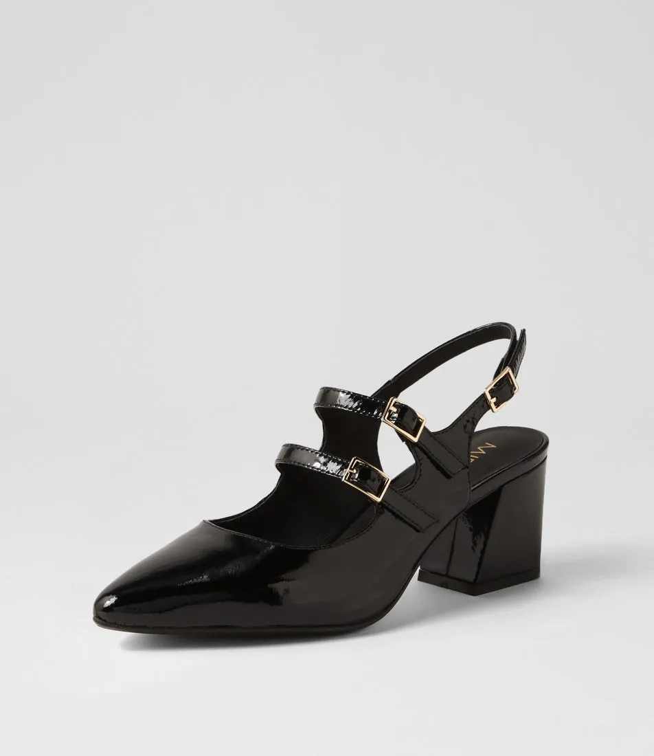 MIDAS Merina Black Patent Leather Mary Jane Heels