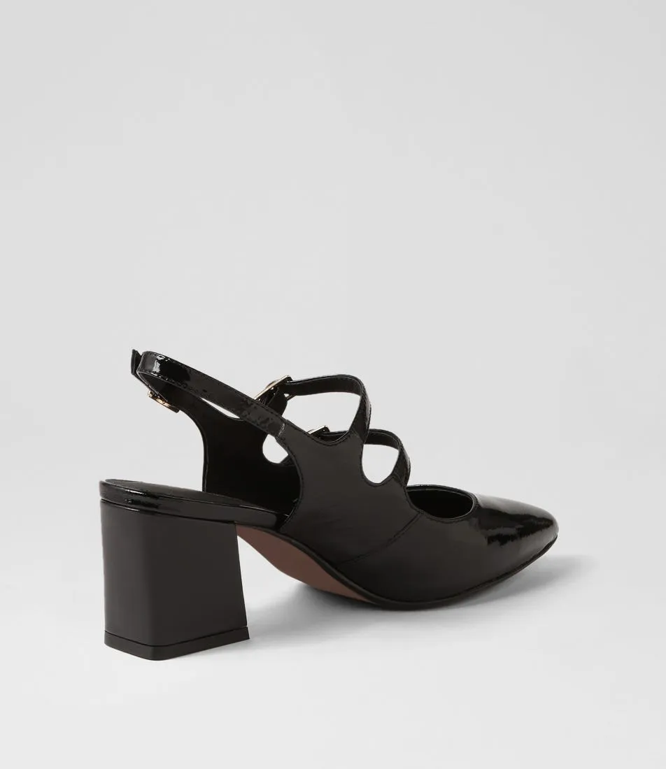 MIDAS Merina Black Patent Leather Mary Jane Heels