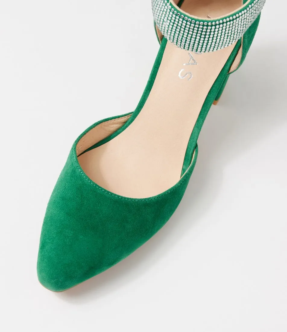 MIDAS Sparks Emerald Suede Jewels Pump Heels