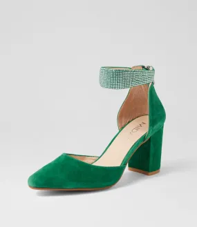 MIDAS Sparks Emerald Suede Jewels Pump Heels