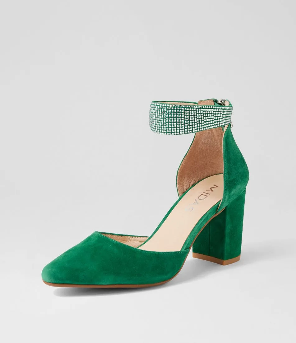 MIDAS Sparks Emerald Suede Jewels Pump Heels